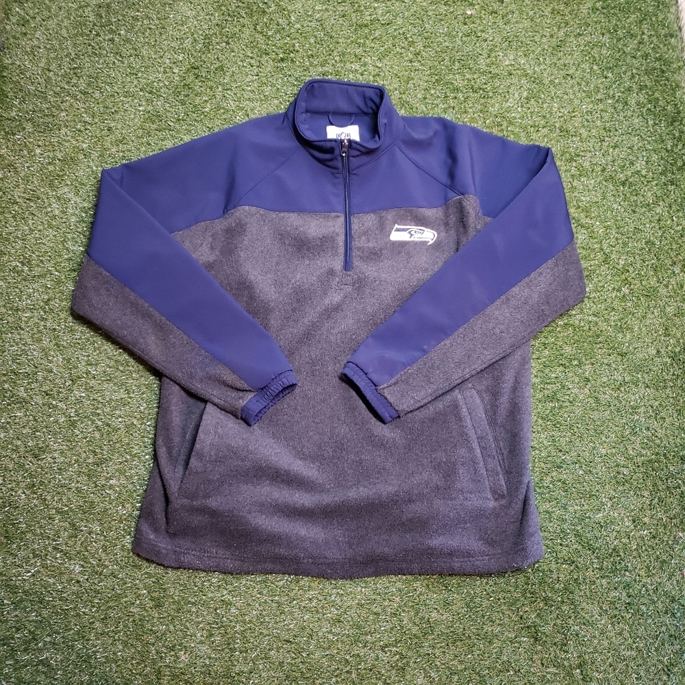 NFL Seattle Seahawks Blue 1/4 Zip Pullover Jacket Mens M H1 - Picture 7 of 7
